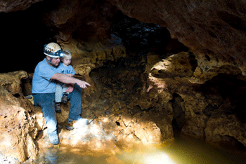 Walter & Bailey Pickel exploring a cave